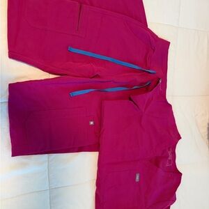 Figs Women's Scrub Set in Magenta and Blue